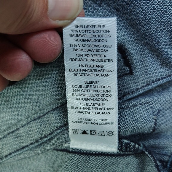 Womens Silver Jeans Co. Denim Jacket Fuax Leather Sleeves Moto Biker XL - Picture 5 of 9